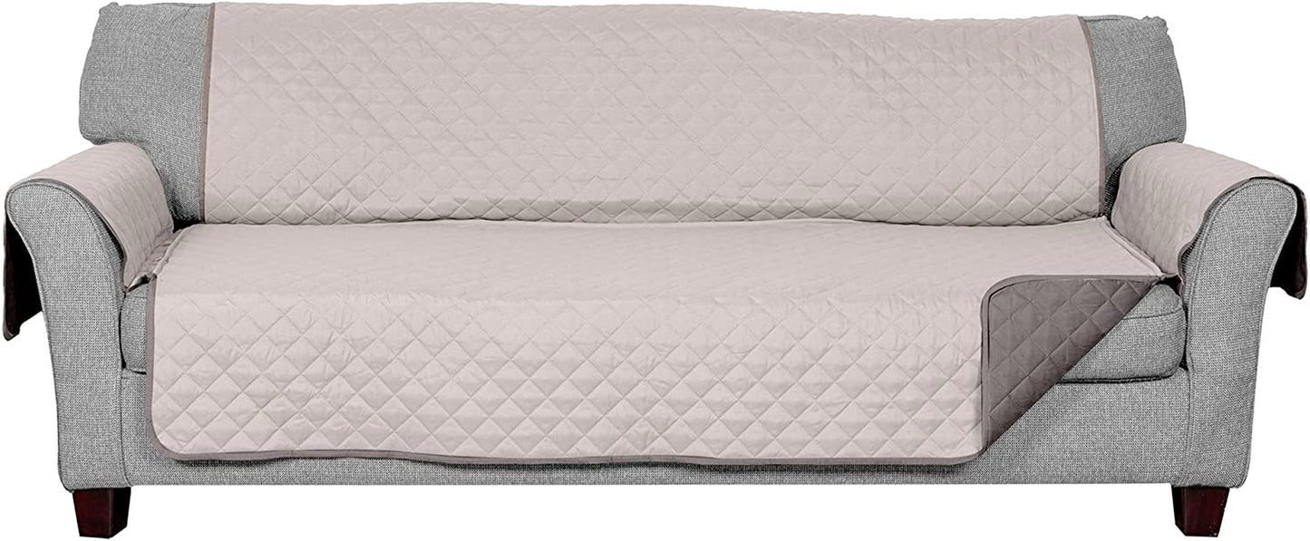 Water-Resistant & Reversible Large Sofa/Couch Cover Protector for Dogs, Cats, & Children - Two-Tone Pinsonic Quilted Living Room Furniture Cover - Gray/Mist, Large Sofa